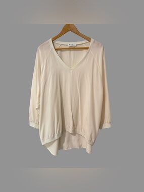R| Label 100% Silk Ivory Long Sleeve V-Neck Blouse L ($198)